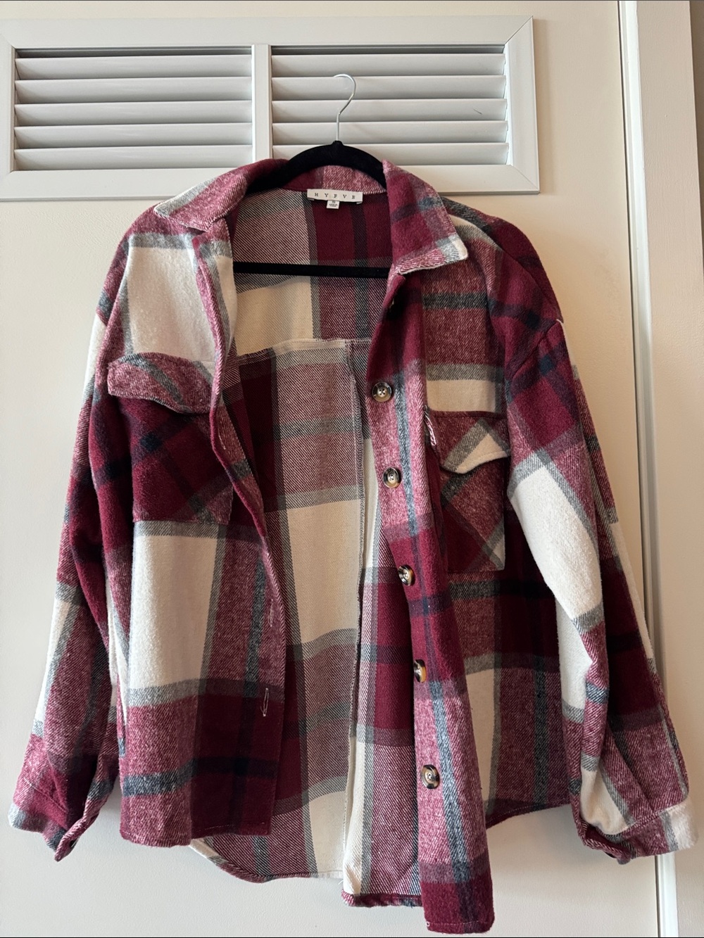 HYFVE Plaid Flannel Button Up Top